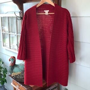 Sundance Catalog Red Cableknit Cardigan Sweater
